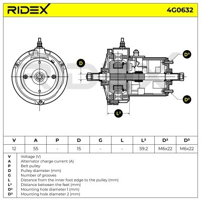 Alternator RIDEX 4G0632 4G0632 - photo 5