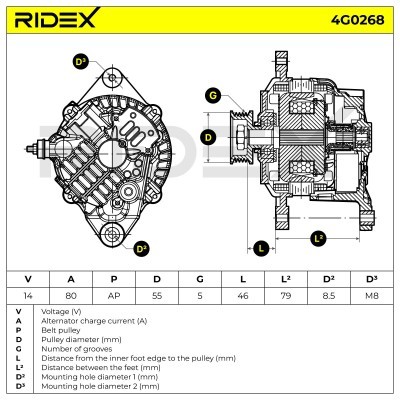 Alternator RIDEX 4G0268 4G0268 - photo 5