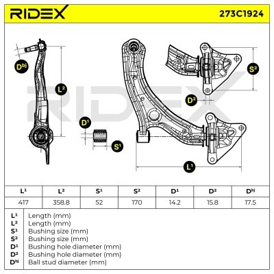 Control Arm RIDEX 273C1924 273C1924 - photo 8