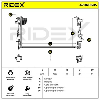 Radiator, Engine Cooling RIDEX 470R0605 470R0605 - photo 9