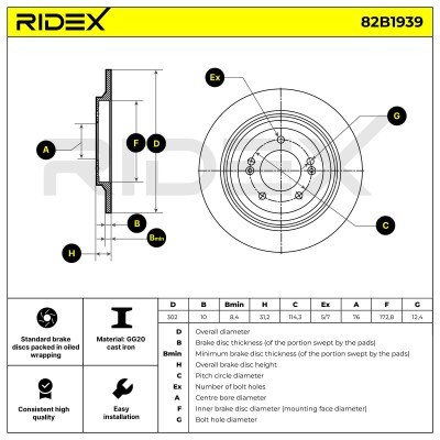 Brake Disc RIDEX 82B1939 82B1939 - photo 6