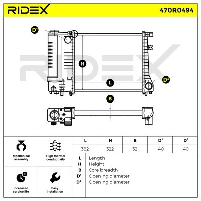 Radiator, Engine Cooling RIDEX 470R0494 470R0494 - photo 6