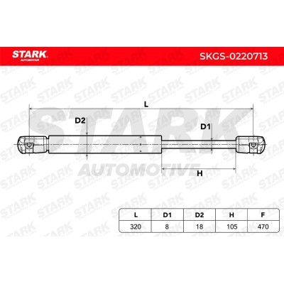 Gas Spring, boot-/cargo area Stark SKGS-0220713 SKGS-0220713 - photo 6
