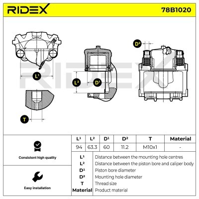 Brake Caliper RIDEX 78B1020 78B1020 - photo 3