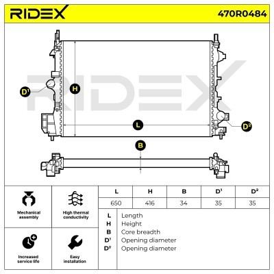 Radiator, Engine Cooling RIDEX 470R0484 470R0484 - photo 7