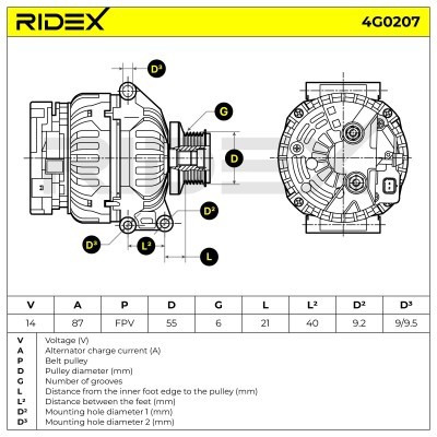 Alternator RIDEX 4G0207 4G0207 - photo 7