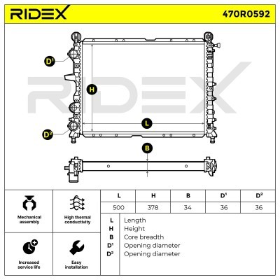 Radiator, Engine Cooling RIDEX 470R0592 470R0592 - photo 10
