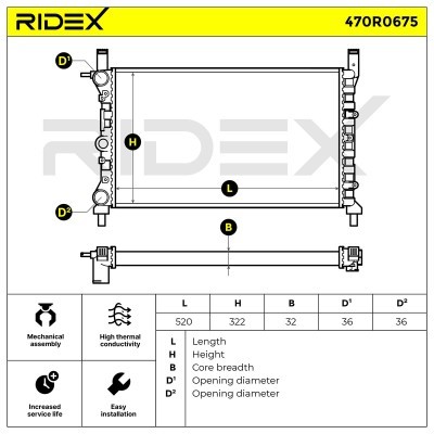 Radiator, Engine Cooling RIDEX 470R0675 470R0675 - photo 7