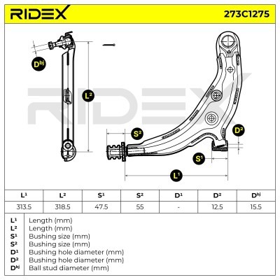 Control Arm RIDEX 273C1275 273C1275 - photo 6