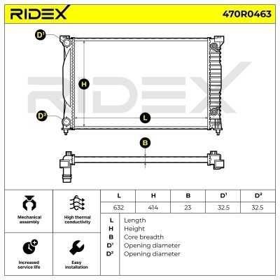 Radiator, Engine Cooling RIDEX 470R0463 470R0463 - photo 5