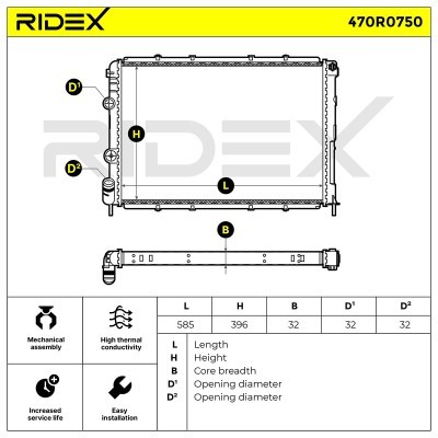 Radiator, Engine Cooling RIDEX 470R0750 470R0750 - photo 5