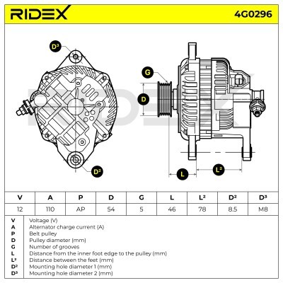 Alternator RIDEX 4G0296 4G0296 - photo 7