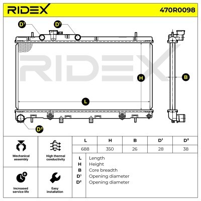 Radiator, Engine Cooling RIDEX 470R0098 470R0098 - photo 6