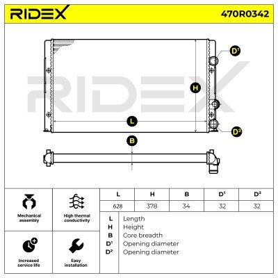 Radiator, Engine Cooling RIDEX 470R0342 470R0342 - photo 6