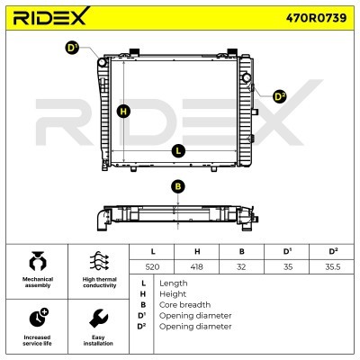 Radiator, Engine Cooling RIDEX 470R0739 470R0739 - photo 7