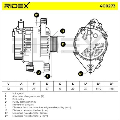 Alternator RIDEX 4G0273 4G0273 - photo 6