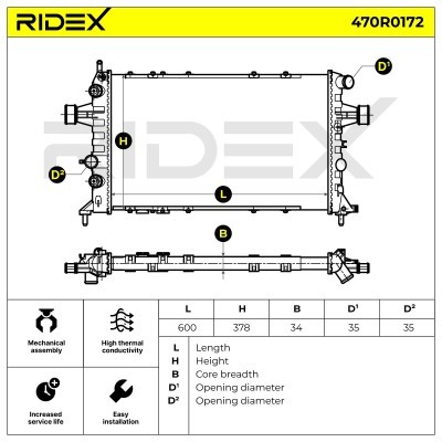 Radiator, Engine Cooling RIDEX 470R0172 470R0172 - photo 5