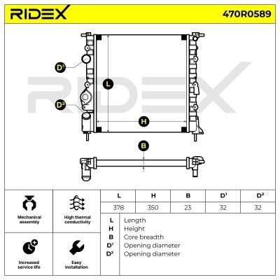 Radiator, Engine Cooling RIDEX 470R0589 470R0589 - photo 5