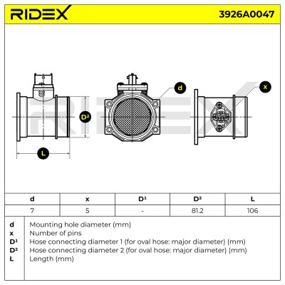 Air Mass Sensor RIDEX 3926A0047 3926A0047 - photo 6