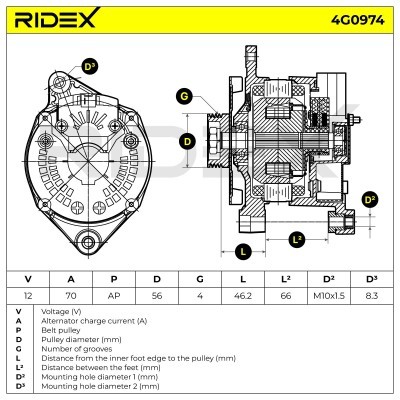 Alternator RIDEX 4G0974 4G0974 - photo 7