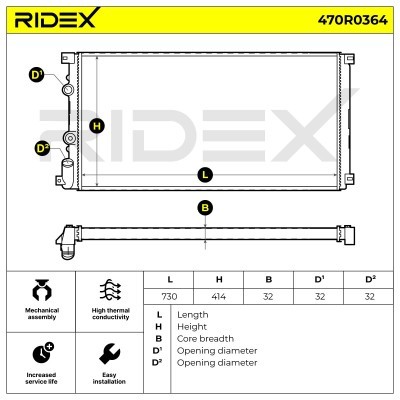 Radiator, Engine Cooling RIDEX 470R0364 470R0364 - photo 5