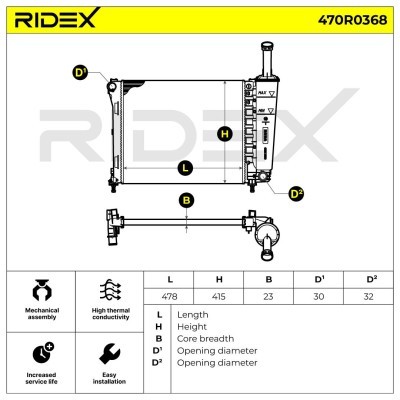 Radiator, Engine Cooling RIDEX 470R0368 470R0368 - photo 7
