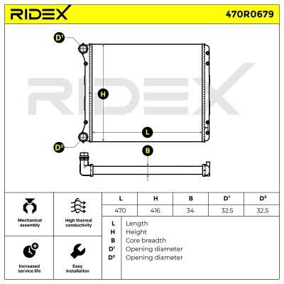 Radiator, Engine Cooling RIDEX 470R0679 470R0679 - photo 5