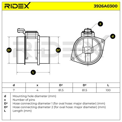 Air Mass Sensor RIDEX 3926A0300 3926A0300 - photo 7