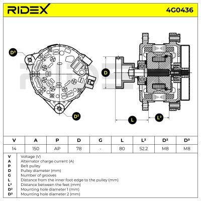 Alternator RIDEX 4G0436 4G0436 - photo 5