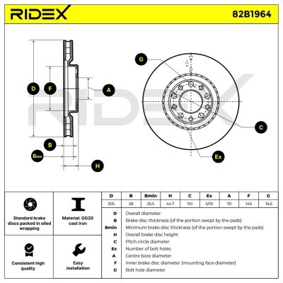 Brake Disc RIDEX 82B1964 82B1964 - photo 6