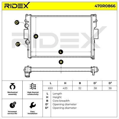 Radiator, Engine Cooling RIDEX 470R0866 470R0866 - photo 5