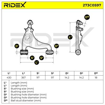 Control Arm RIDEX 273C0597 273C0597 - photo 4