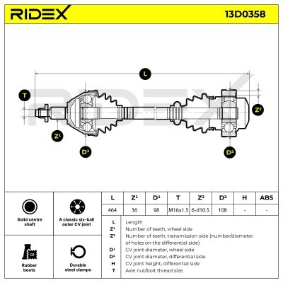 Drive Shaft RIDEX 13D0358 13D0358 - photo 11