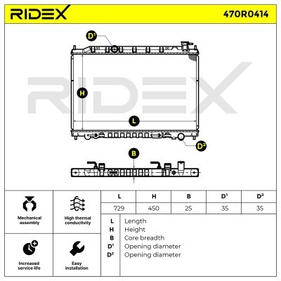 Radiator, Engine Cooling RIDEX 470R0414 470R0414 - photo 3
