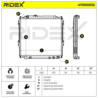 Radiator, Engine Cooling RIDEX 470R0032 470R0032 - photo 7