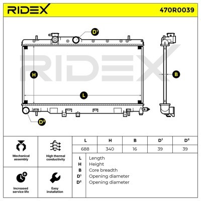 Radiator, Engine Cooling RIDEX 470R0039 470R0039 - photo 8