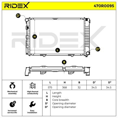 Radiator, Engine Cooling RIDEX 470R0095 470R0095 - photo 4