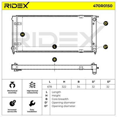 Radiator, Engine Cooling RIDEX 470R0150 470R0150 - photo 8
