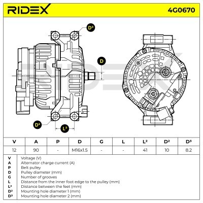 Alternator RIDEX 4G0670 4G0670 - photo 6