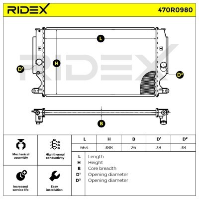 Radiator, Engine Cooling RIDEX 470R0980 470R0980 - photo 5