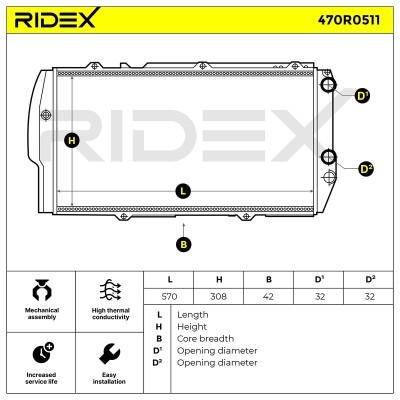 Radiator, Engine Cooling RIDEX 470R0511 470R0511 - photo 9