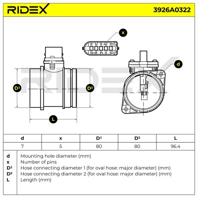 Air Mass Sensor RIDEX 3926A0322 3926A0322 - photo 6