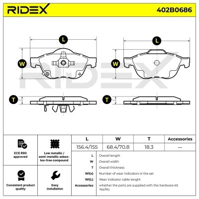 Brake Pads Set RIDEX 402B0686 402B0686 - photo 8
