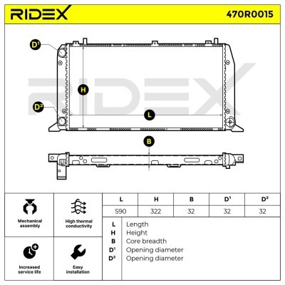 Radiator, Engine Cooling RIDEX 470R0015 470R0015 - photo 6