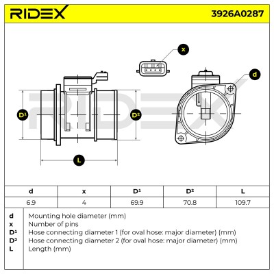Air Mass Sensor RIDEX 3926A0287 3926A0287 - photo 6