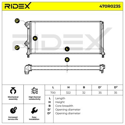 Radiator, Engine Cooling RIDEX 470R0235 470R0235 - photo 3