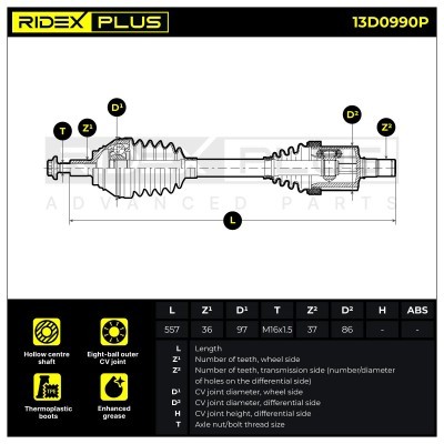 Drive Shaft RIDEX 13D0990P 13D0990P - photo 14