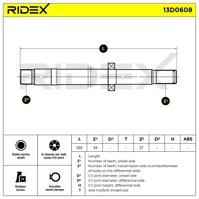 Drive Shaft RIDEX 13D0608 13D0608 - photo 8