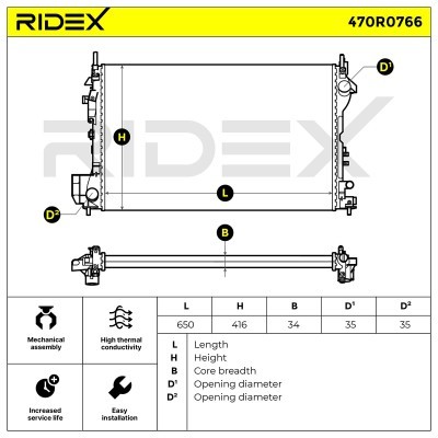Radiator, Engine Cooling RIDEX 470R0766 470R0766 - photo 5