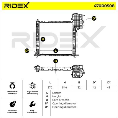Radiator, Engine Cooling RIDEX 470R0508 470R0508 - photo 6